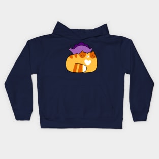 Stegosaurus and Orange Tabby Cat Kids Hoodie